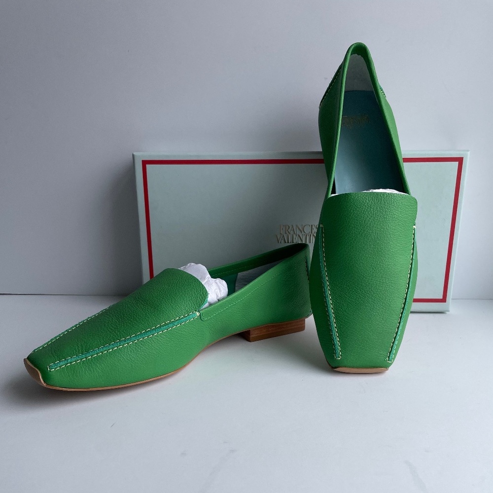 Frances Valentine Green Leather Loafer